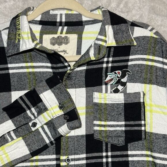 Cakeworthy Beetlejuice Flannel Unisex L The Ghost With The Most Halloween RARE - Picture 6 of 11